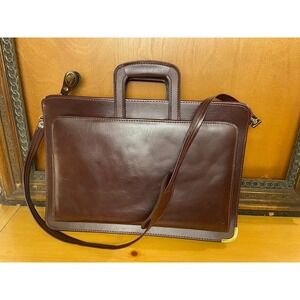 Vintage Ampad Burgundy Faux Leather Briefcase Messenger Bag Retractable Handles